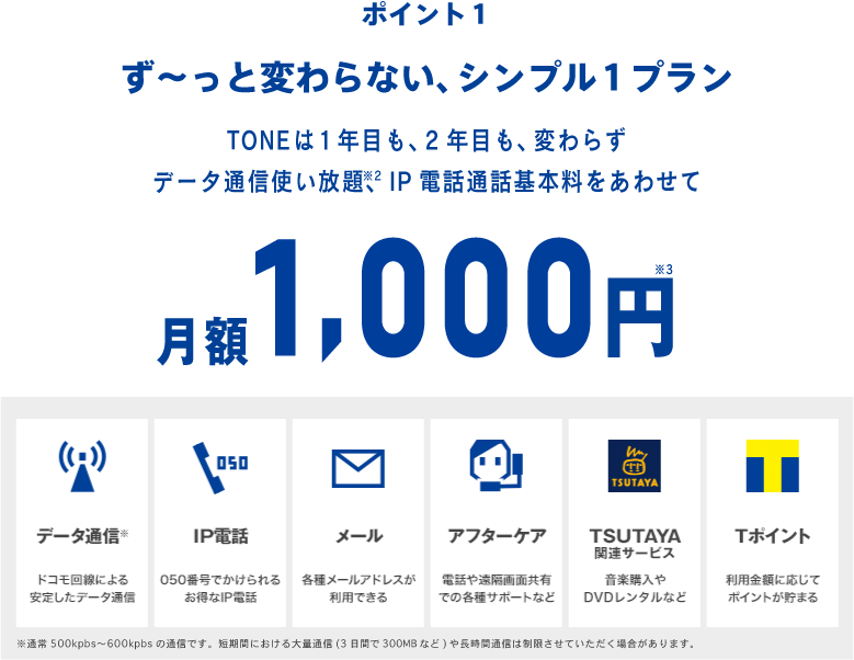 ポイント1 ず〜と変わらないシンプル1プラン