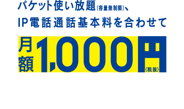 パケット通信使い放題で月額1,000円!