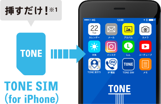 TONE SIM （for iPhone）| 安くて安心なスマホならトーンモバイル