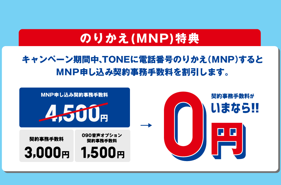 キャンペーン期間中TONEに番号そのままMNPすると