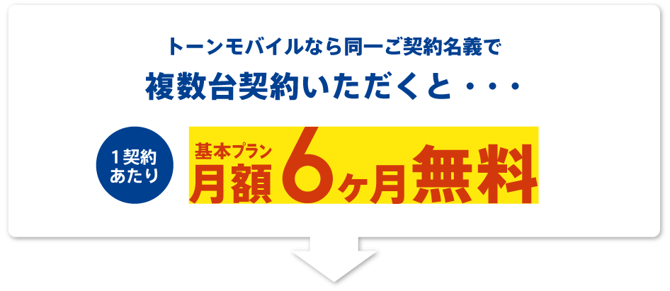 複数台契約いただくと、1契約あたり基本プラン月額6ヶ月無料