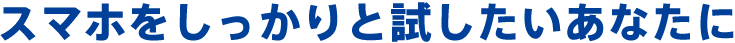 スマホをしっかりと試したいあなたに