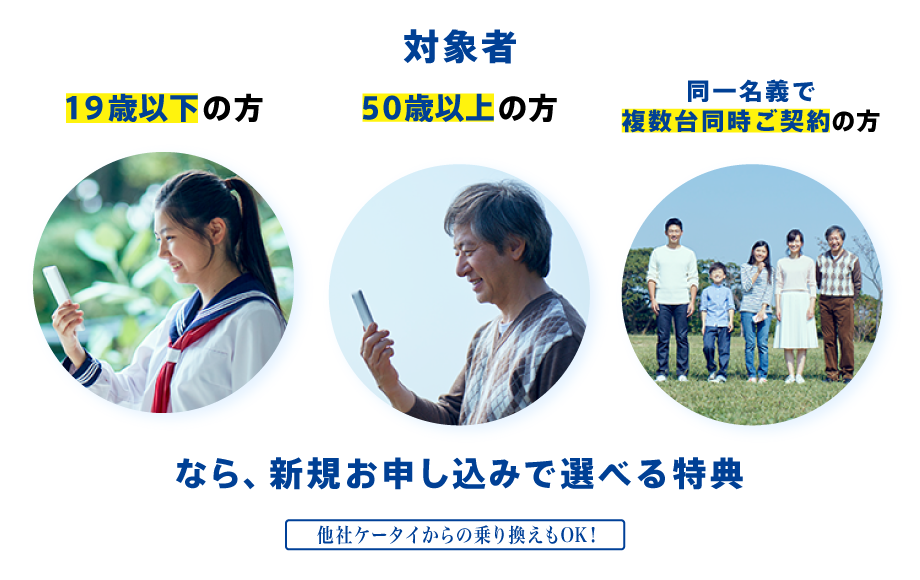 19歳以下または50歳以下の方 同一名義で複数台同時ご契約の方